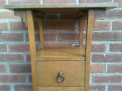 E W Godwin for William Watt. A rare and important Anglo-Japanese golden oak sidetable - Thumbnail 4