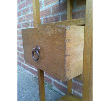 E W Godwin for William Watt. A rare and important Anglo-Japanese golden oak sidetable - Thumbnail 5