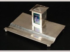 An Arts and Crafts electro-plated and enamelled inkstand - Thumbnail 1