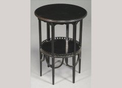 Morris and Co (attributed). Two similar Aesthetic Movement ebonised circular wine tables - Thumbnail 2