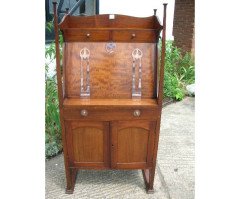 J S Henry. A 'flame mahogany' bureau bookcase  - Thumbnail 1