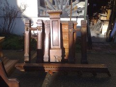 A Set of Good Gothic Revival Oak Inlaid Stair Posts