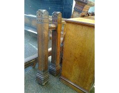 A Set of Good Gothic Revival Oak Inlaid Stair Posts - Thumbnail 6