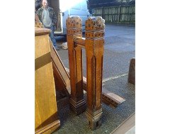 A Set of Good Gothic Revival Oak Inlaid Stair Posts - Thumbnail 8