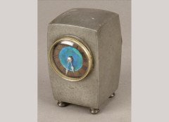 Liberty and Co. A hammered pewter and enamel small clock - Thumbnail 1