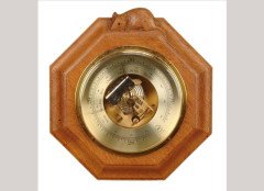 Robert Mouseman Thompson. An oak octagonal aneroid barometer - Thumbnail 1