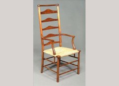 C R Ashbee for Guild of Handicraft. A beech ladderback armchair with a re-rushed seat - Thumbnail 1