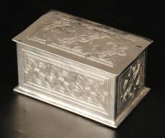 William Henry Mawson for Keswick Home Industries. An Arts and Crafts electro-plated rectangular box - Thumbnail 1