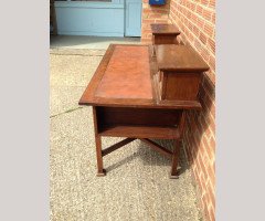 G M Ellwood for J S Henry. An Arts Crafts oak desk inlaid with stylised floral panels - Thumbnail 5