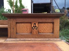 G M Ellwood for J S Henry. An Arts Crafts oak desk inlaid with stylised floral panels - Thumbnail 8
