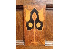 G M Ellwood for J S Henry. An Arts Crafts oak desk inlaid with stylised floral panels - Thumbnail 10