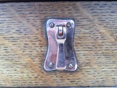 G M Ellwood for J S Henry. An Arts Crafts oak desk inlaid with stylised floral panels - Thumbnail 14