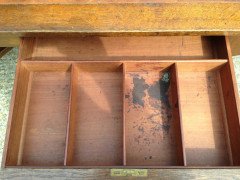 G M Ellwood for J S Henry. An Arts Crafts oak desk inlaid with stylised floral panels - Thumbnail 15
