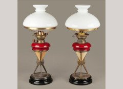 Jas Macintyre and Co. Pottery and brass oil lamps in Anglo-Japanese taste - Thumbnail 1