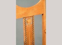 G M Ellwood for J S Henry. An oak and inlaid elbow chair and side chair - Thumbnail 2
