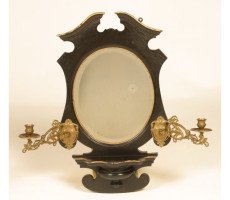 An Aesthetic Movement Ebonised and Gilt mirror with sconces - Thumbnail 1