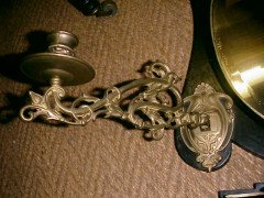 An Aesthetic Movement Ebonised and Gilt mirror with sconces - Thumbnail 3