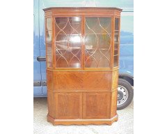 George Jack for Morris and Co. A figured mahogany, chequer and line inlaid secretaire bookcase - Thumbnail 1