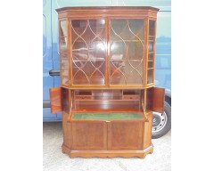 George Jack for Morris and Co. A figured mahogany, chequer and line inlaid secretaire bookcase - Thumbnail 2