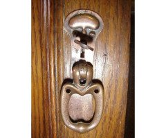 A pair of Arts and Crafts oak glazed bookcases over a lower cupboard - Thumbnail 6