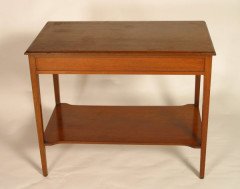 Collinson and Lock. A walnut oblong side/serving table with lower shelf - Thumbnail 1