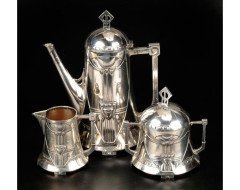 WMF. An Art Nouveau electro-plated three piece coffee service - Thumbnail 1