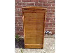 A 1930's oak filing cabinet with roll down segmented door - Thumbnail 1