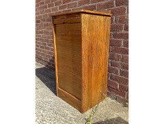 A 1930's oak filing cabinet with roll down segmented door - Thumbnail 2