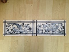 John Moyr Smith for Mintons. A rare set of four tiles with hand painted river birds. - Thumbnail 1