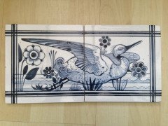John Moyr Smith for Mintons. A rare set of four tiles with hand painted river birds. - Thumbnail 2
