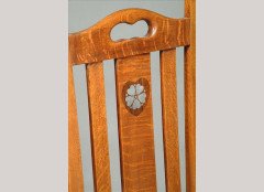 J S Henry (possibly). A set of six Arts and Crafts oak and inlaid dining chairs - Thumbnail 3