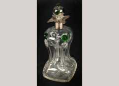 William Aitken. an Arts and Crafts Silver Mounted Clear and Green Glass Spirit Decanter and Stopper - Thumbnail 1