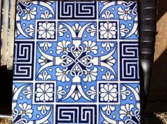 Dr Christopher Dresser for Minton – Rare 8" Blue Enamelled Tiles, Set of 22 - Thumbnail 2
