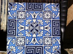 Dr Christopher Dresser for Minton – Rare 8" Blue Enamelled Tiles, Set of 22 - Thumbnail 5