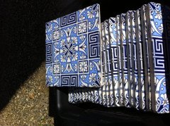 Dr Christopher Dresser for Minton – Rare 8" Blue Enamelled Tiles, Set of 22 - Thumbnail 6