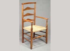 C R Ashbee for Guild of Handicraft. A beech ladderback armchair with a re-rushed seat - Thumbnail 1