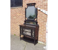W J Estall (possibly). An ebonised Anglo-Japanese cabinet of supreme quality with Amboyna serving area - Thumbnail 2