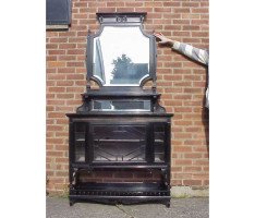 W J Estall (possibly). An ebonised Anglo-Japanese cabinet of supreme quality with Amboyna serving area - Thumbnail 3