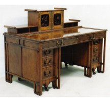 Thomas Jeckyll for C Hindley and Sons. A fine and rare walnut desk in the Anglo-Japanese style - Thumbnail 2
