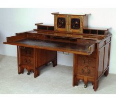 Thomas Jeckyll for C Hindley and Sons. A fine and rare walnut desk in the Anglo-Japanese style - Thumbnail 4