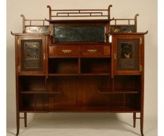 E W Godwin. A rare Anglo-Japanese walnut and lacquer side cabinet - Thumbnail 1