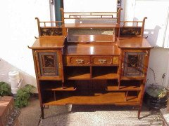 E W Godwin. A rare Anglo-Japanese walnut and lacquer side cabinet - Thumbnail 2