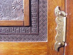 E W Godwin. A rare Anglo-Japanese walnut and lacquer side cabinet - Thumbnail 15