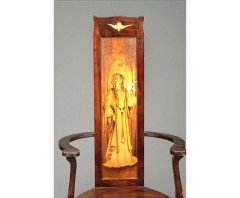 An Art Nouveau stained beech and inlaid armchair - Thumbnail 2
