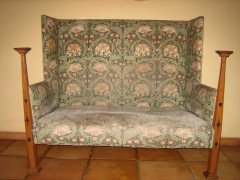 J S Henry (attributed). An oak and inlaid sofa and armchair - Thumbnail 2