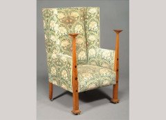 J S Henry (attributed). An oak and inlaid sofa and armchair - Thumbnail 3