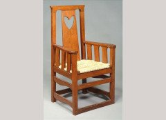 M H Baillie Scott (attributed) for Guild of Handicraft (probably). An oak rush-seated elbow chair - Thumbnail 1