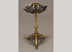 WAS Benson. A pair of brass and copper candlestick - Thumbnail 1