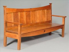 E A Taylor for Wylie and Lochhead. An Arts and Crafts oak bench - Thumbnail 1