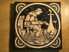 John Moyr Smith for Mintons Set of Eight Shakespearean 6″ Black Tiles - Thumbnail 3